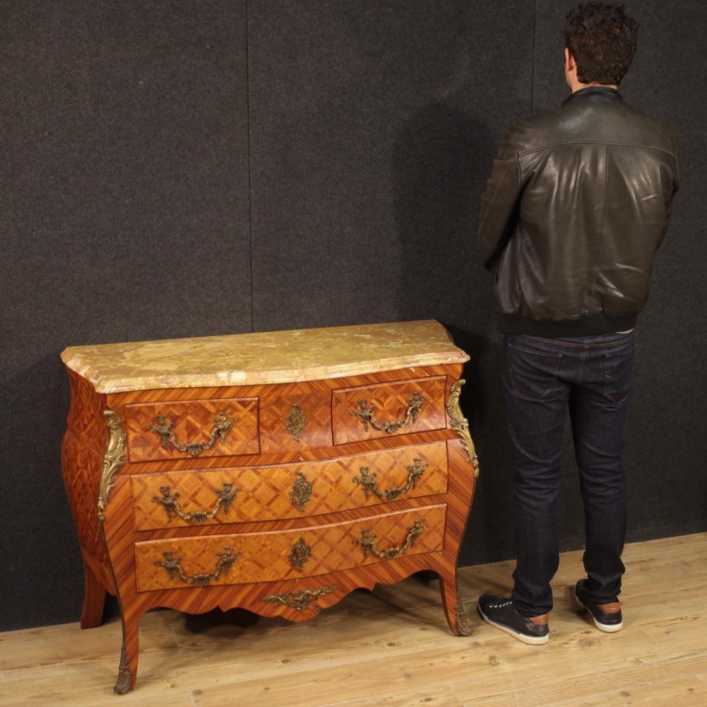 20th Century Inlaid Wood with Marble-Top French Dresser, 1960 8