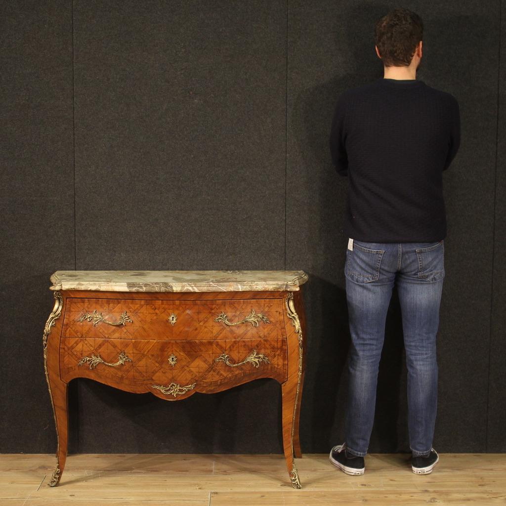 French commode de style Louis XV en bois marqueté du 20e siècle, 1920