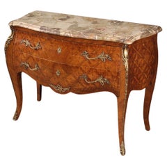 20th Century Inlaid Wood with Marble Top French Louis XV Style Dresser, 1920s