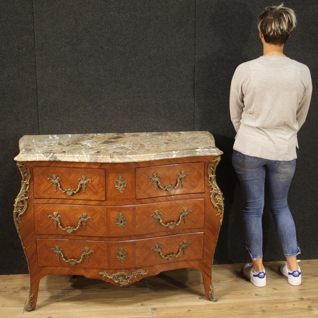 20th Century Inlaid Wood with Marble Top French Louis XVI Style Dresser, 1950 8