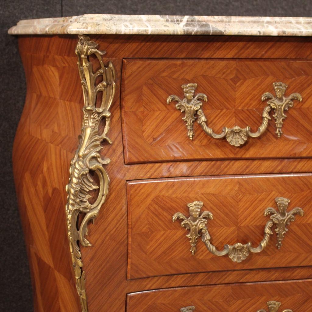 20th Century Inlaid Wood with Marble Top French Louis XVI Style Dresser, 1950 In Good Condition In Vicoforte, Piedmont
