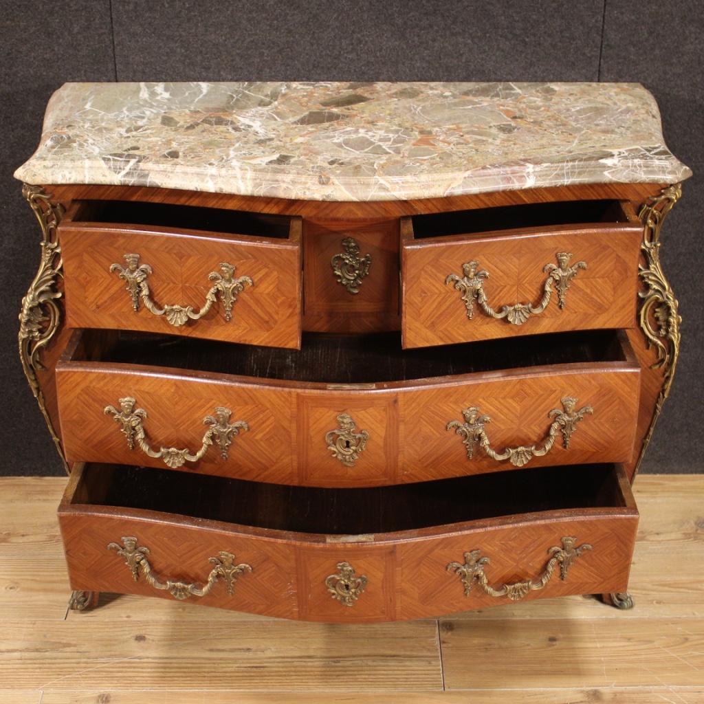 20th Century Inlaid Wood with Marble Top French Louis XVI Style Dresser, 1950 3