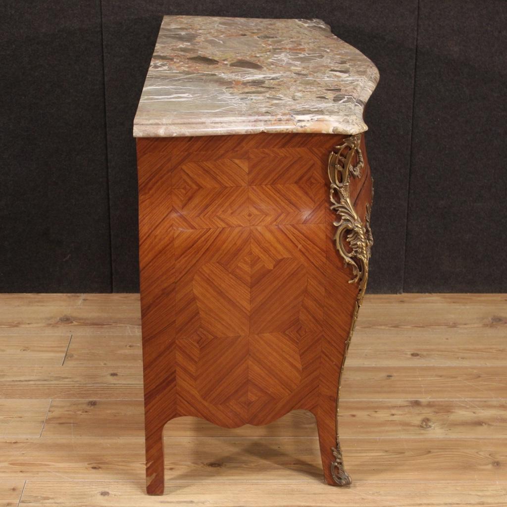 20th Century Inlaid Wood with Marble Top French Louis XVI Style Dresser, 1950 4