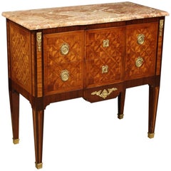 20th Century Inlaid Wood with Marble Top French Louis XVI Style Dresser, 1960