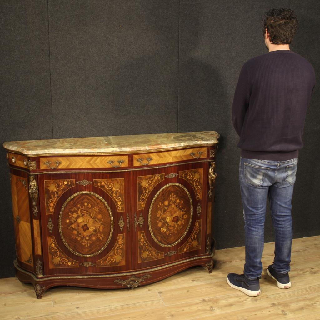 20th Century Inlaid Wood with Marble-Top French Napoleon III Style Sideboard 9