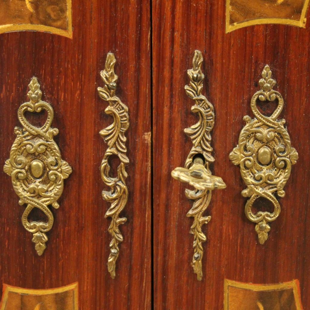 20th Century Inlaid Wood with Marble-Top French Napoleon III Style Sideboard In Good Condition In Vicoforte, Piedmont