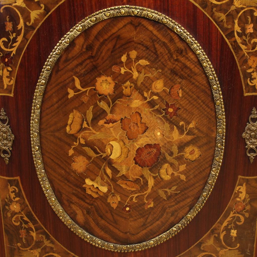 20th Century Inlaid Wood with Marble-Top French Napoleon III Style Sideboard 1