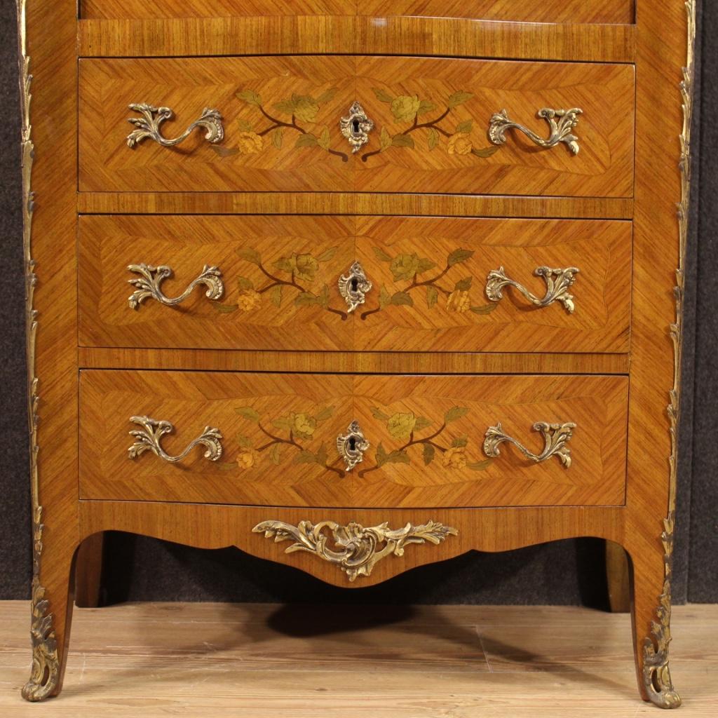 20th Century Inlaid Wood with Marble Top French Secretaire, 1970 1
