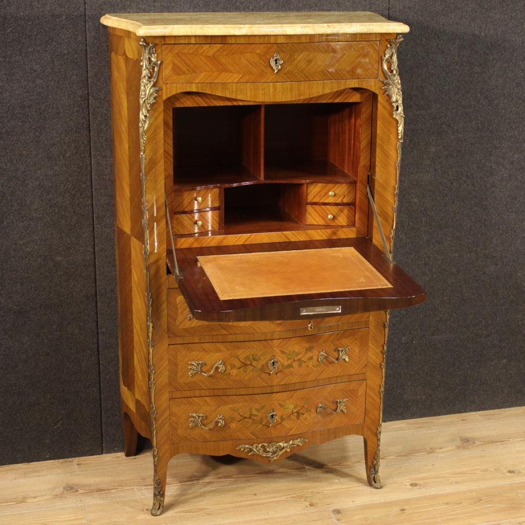 20th Century Inlaid Wood with Marble Top French Secretaire, 1970 2