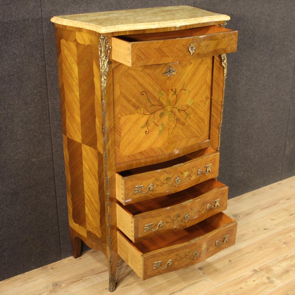 20th Century Inlaid Wood with Marble Top French Secretaire, 1970 4