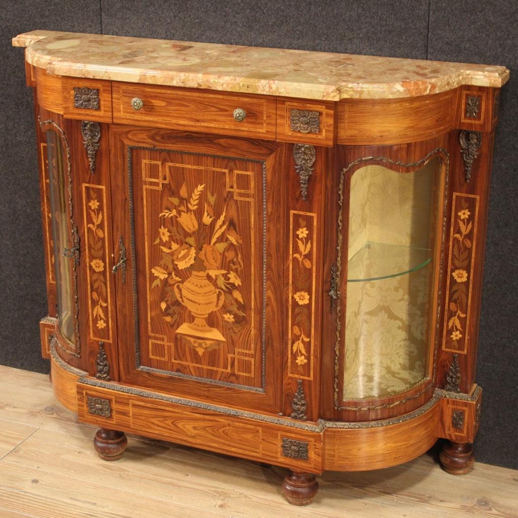 20th Century Inlaid Wood with Marble Top French Sideboard, 1960 1