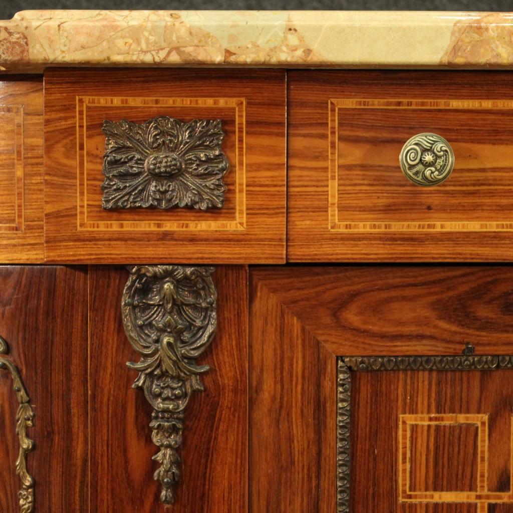 20th Century Inlaid Wood with Marble Top French Sideboard, 1960 2