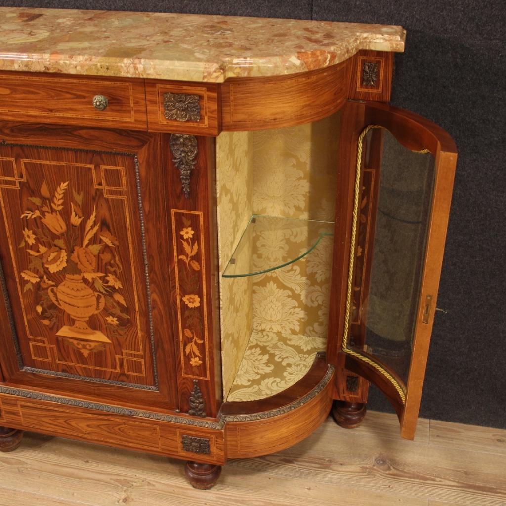 20th Century Inlaid Wood with Marble Top French Sideboard, 1960 4