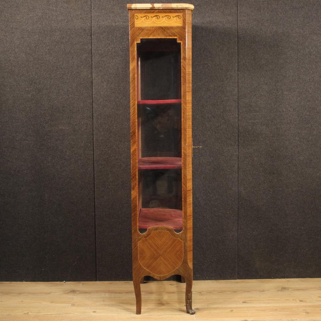 20th Century Inlaid Wood with Marble Top French Vitrine, 1930 7