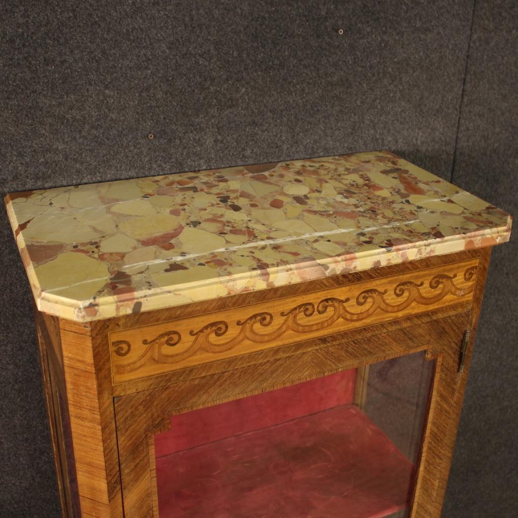 20th Century Inlaid Wood with Marble Top French Vitrine, 1930 4