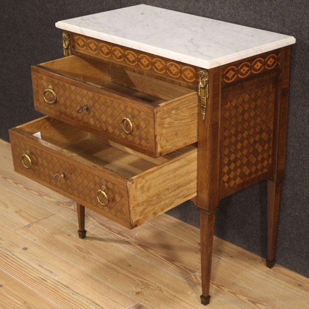 20th Century Inlaid Wood with Marble Top Louis XVI Style French Dresser, 1950 For Sale 2