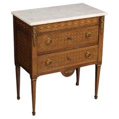 Retro 20th Century Inlaid Wood with Marble Top Louis XVI Style French Dresser, 1950
