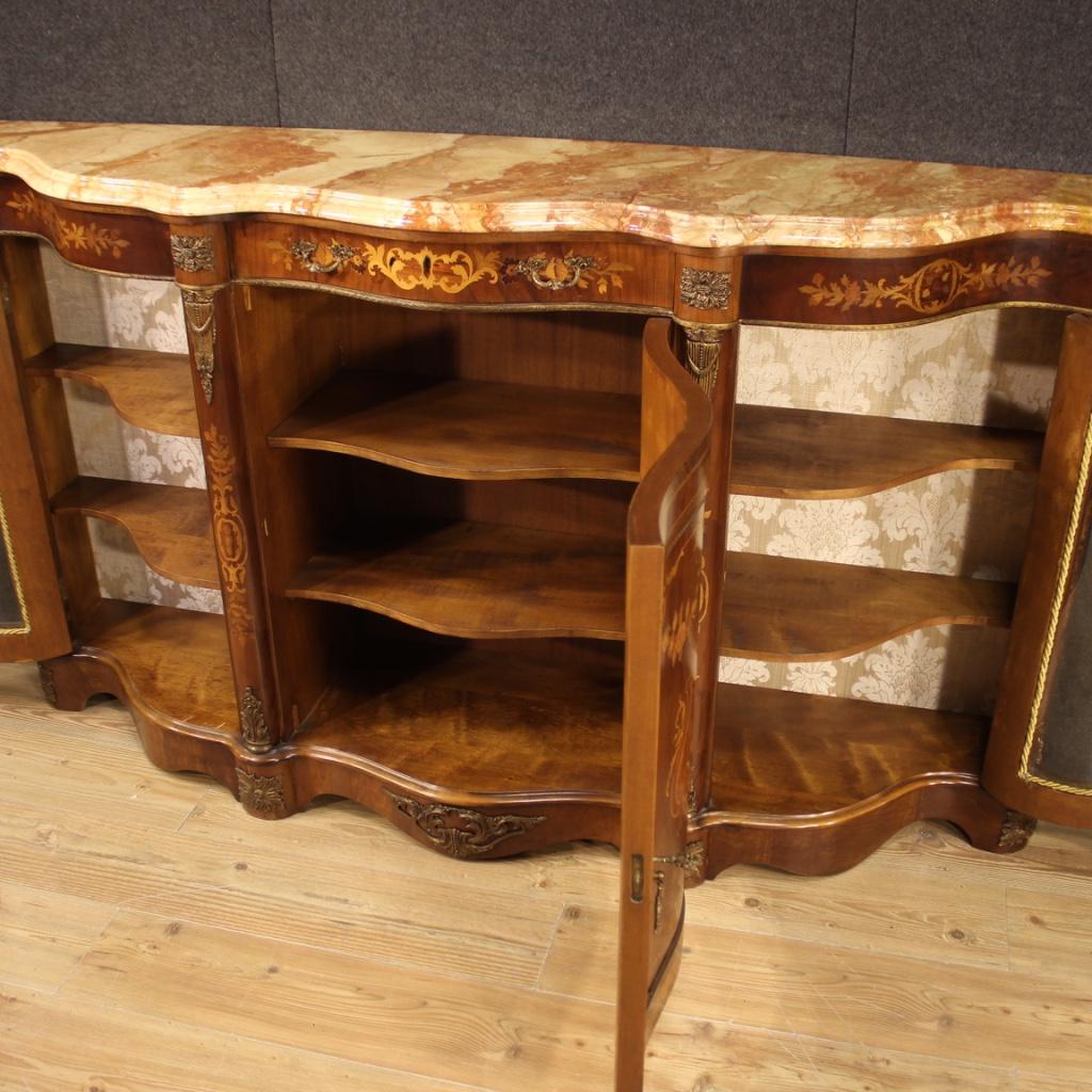20th Century Inlaid Wood with Marble Top Napoleon III Style French Sideboard 5