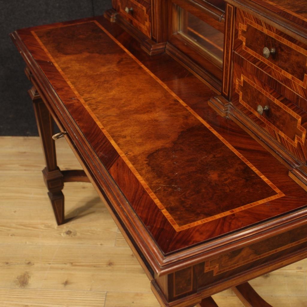 20th Century Inlaid Wood with Mirror French Writing Desk Dressing Table, 1960 6