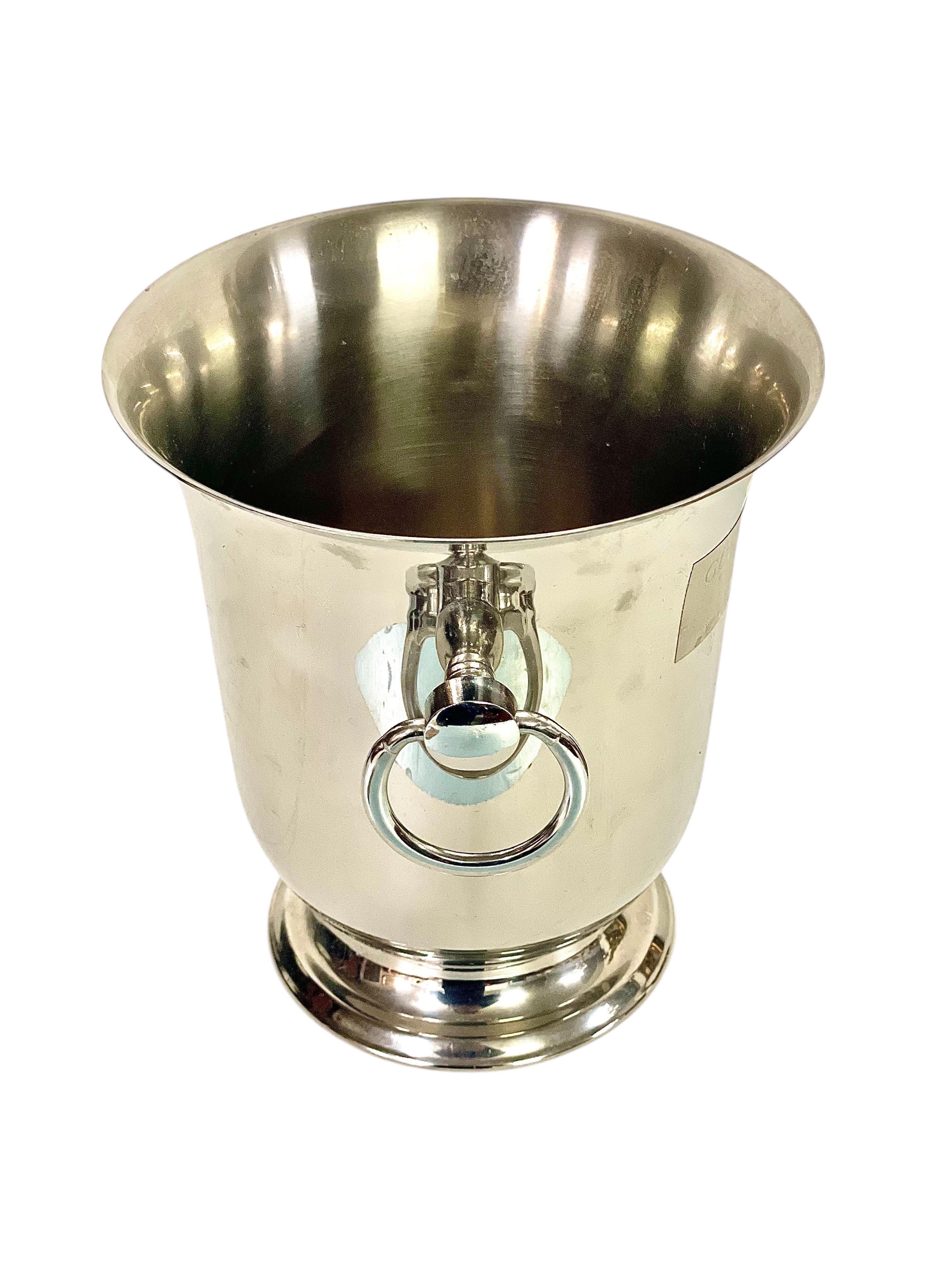 Stainless Steel Silver-Plated Champagne Bucket by Guy Degrenne For Sale