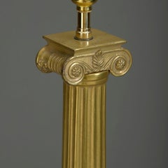 20th Century Ionic Brass Column Lamp in the Regency Taste
