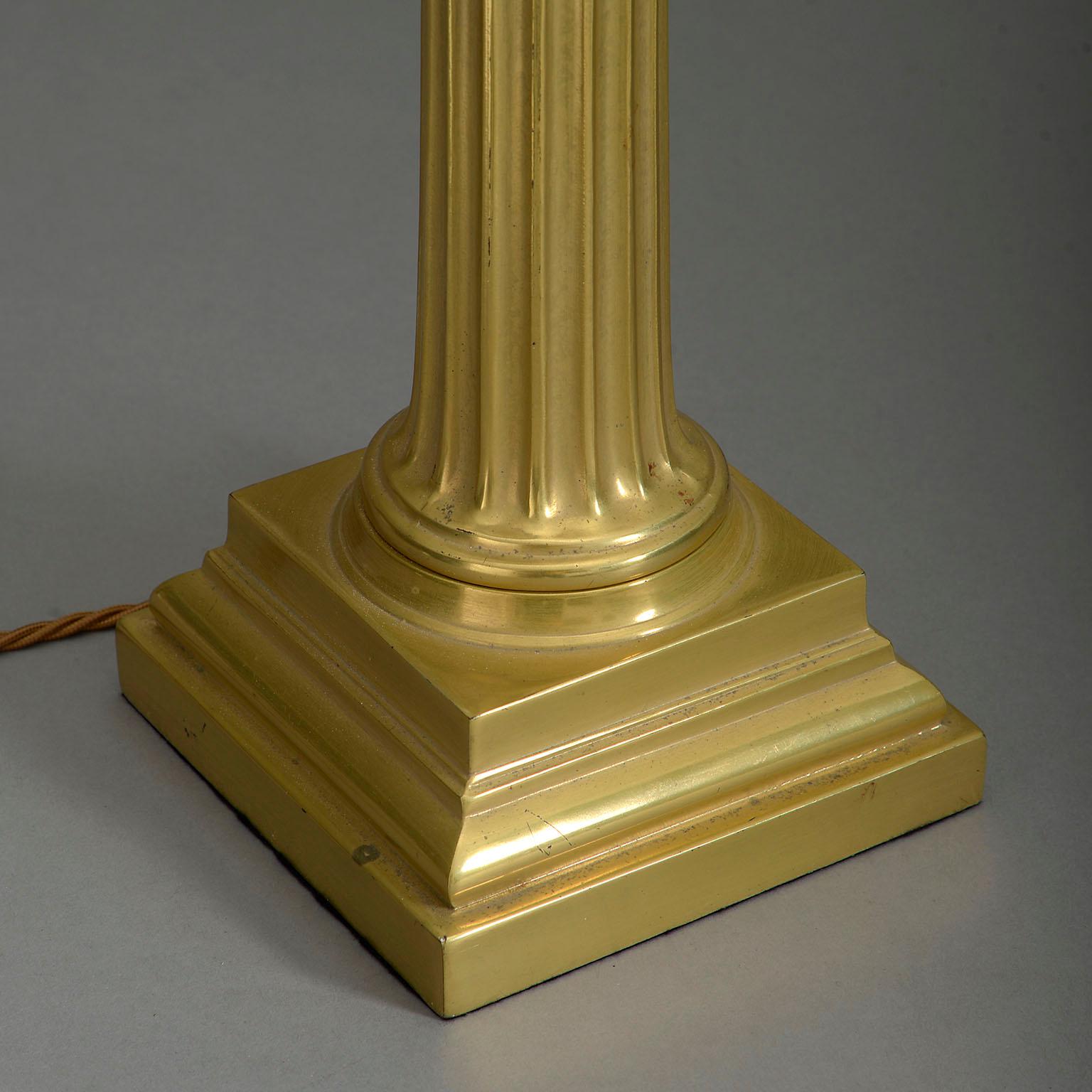 20th Century Ionic Brass Column Lamp in the Regency Taste In Excellent Condition For Sale In London, GB