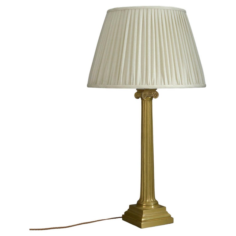 20th Century Ionic Brass Column Lamp in the Regency Taste For Sale at