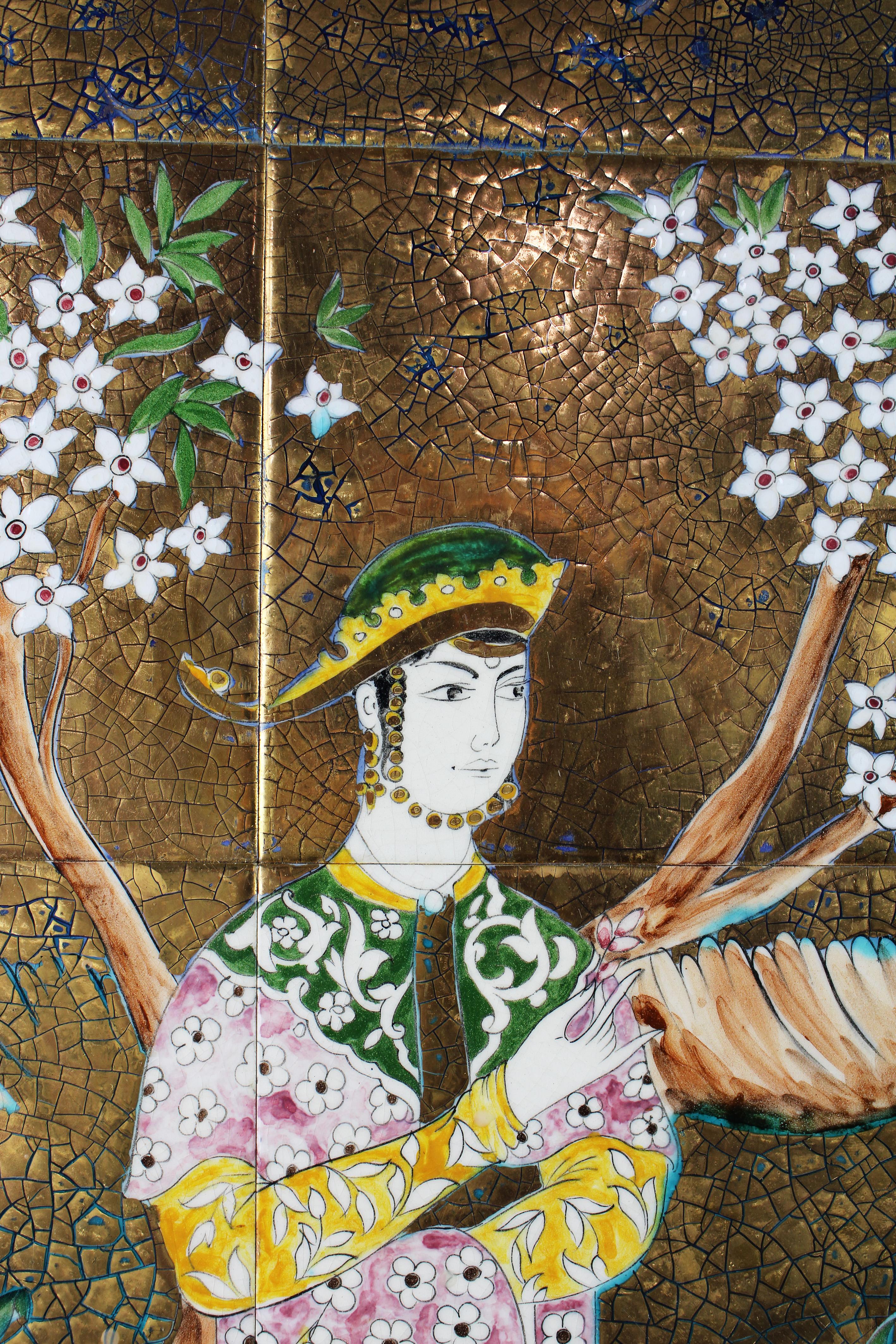 Autre Poterie iranienne polychrome du 20ème siècle peinte à la main en céramique de Perse