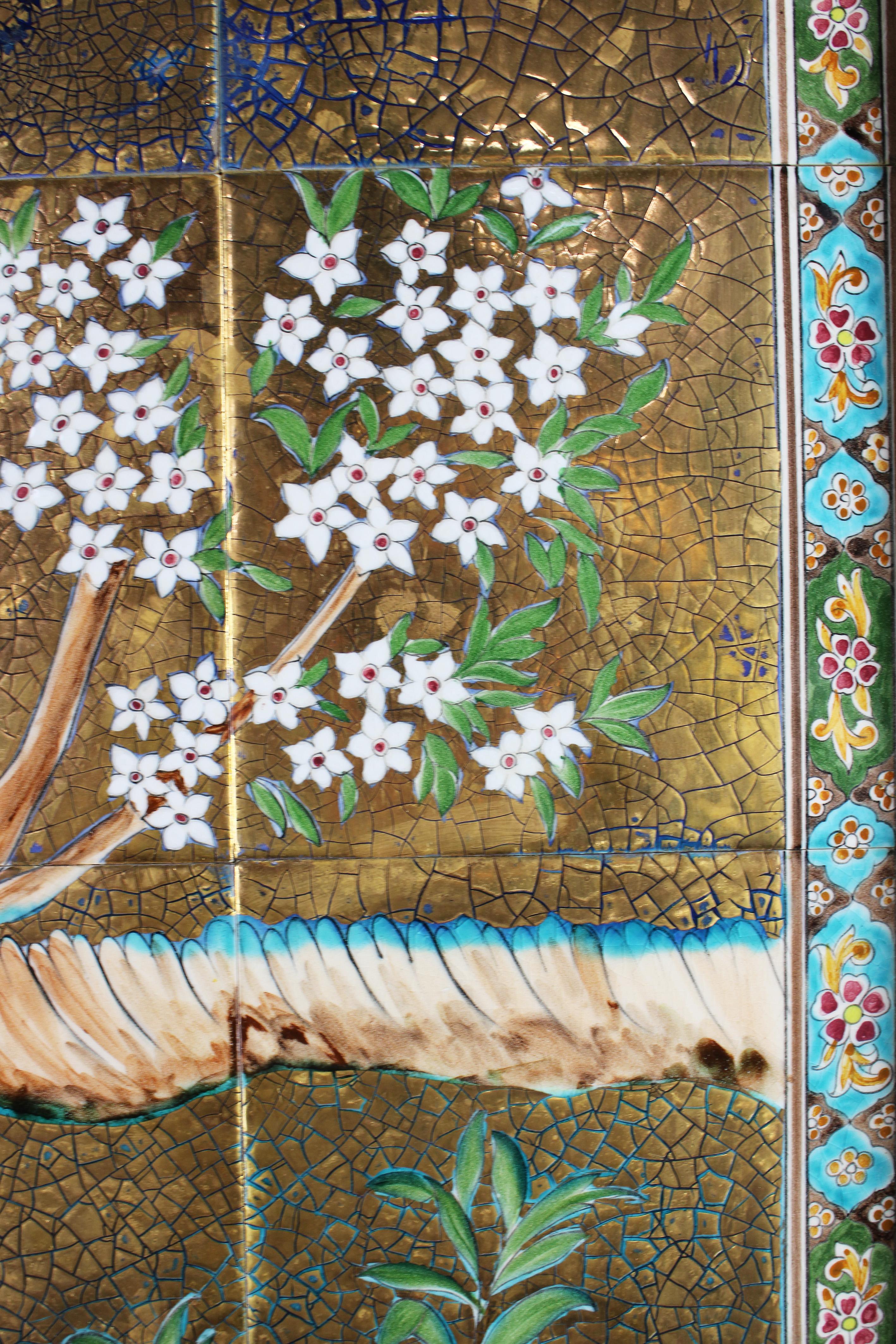 Poterie iranienne polychrome du 20ème siècle peinte à la main en céramique de Perse Bon état à Antwerpen, BE