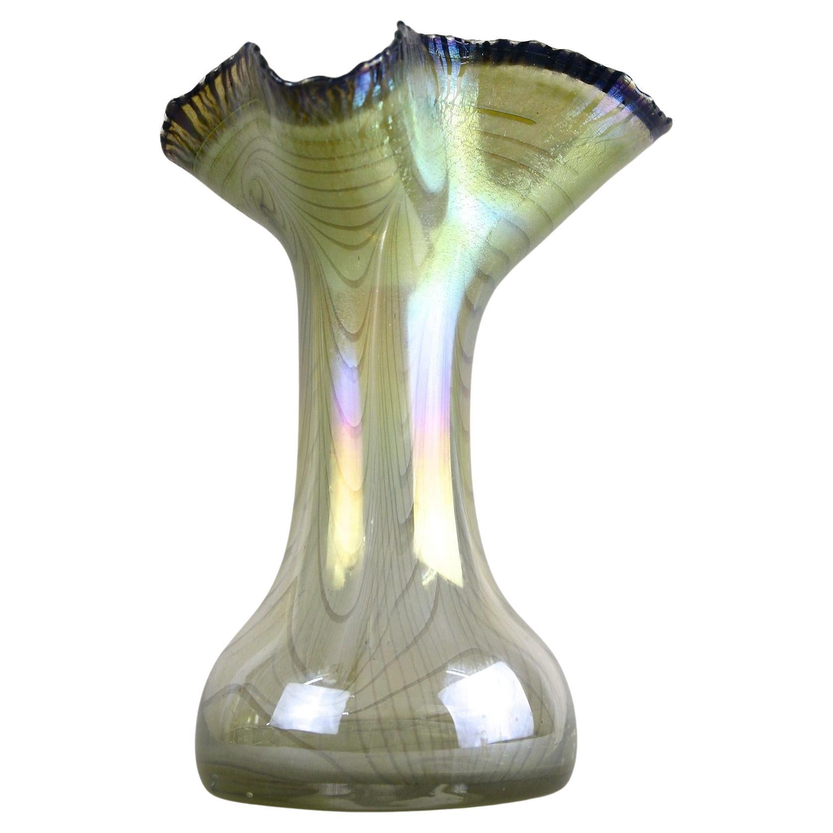 20th Century Iridescent Glass Vase by E. Eisch - Signed, Germany 1982 For Sale