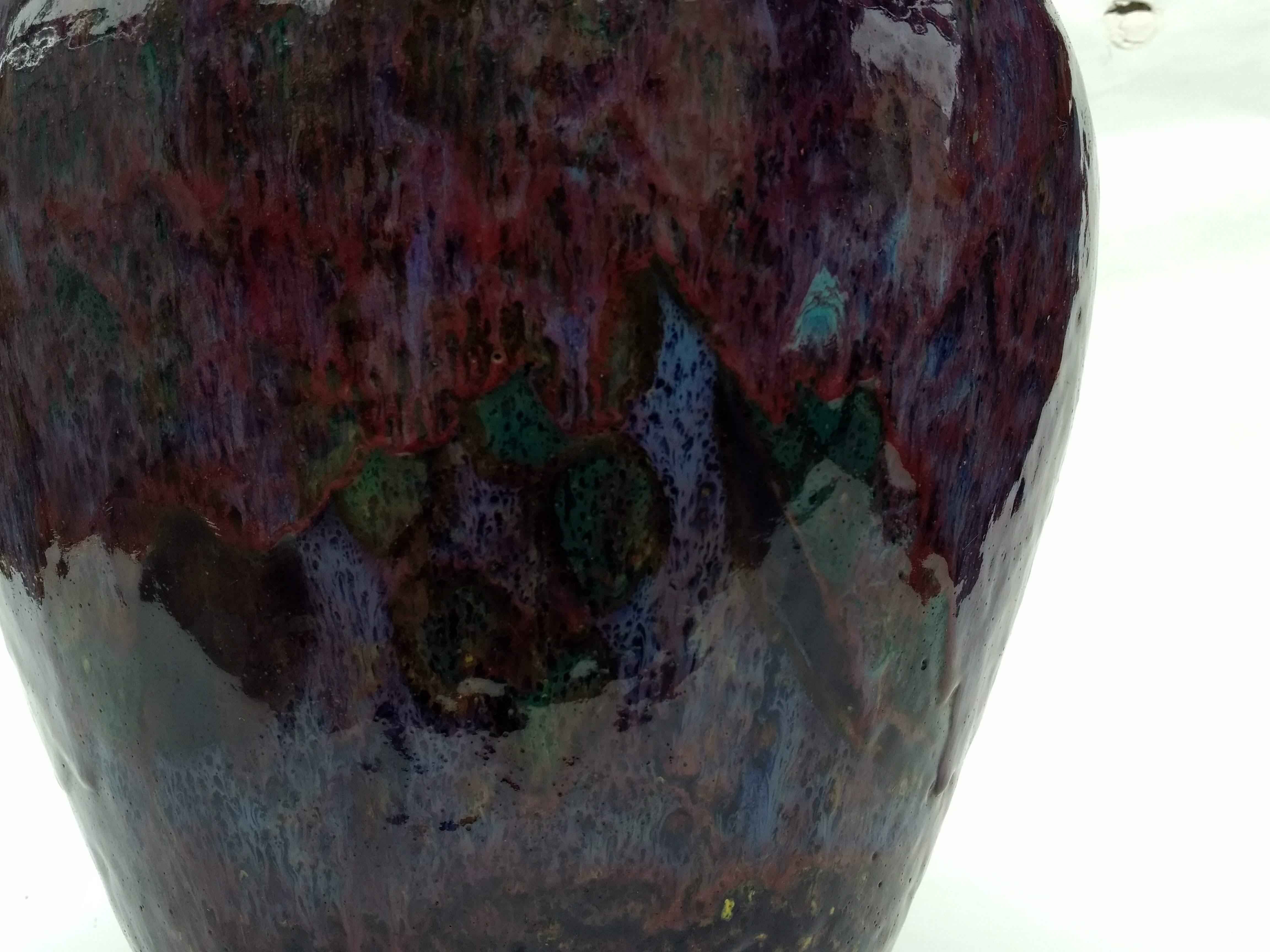 20th Century Iridescent Glazed Earthenware Vase by Primavera For Sale 7