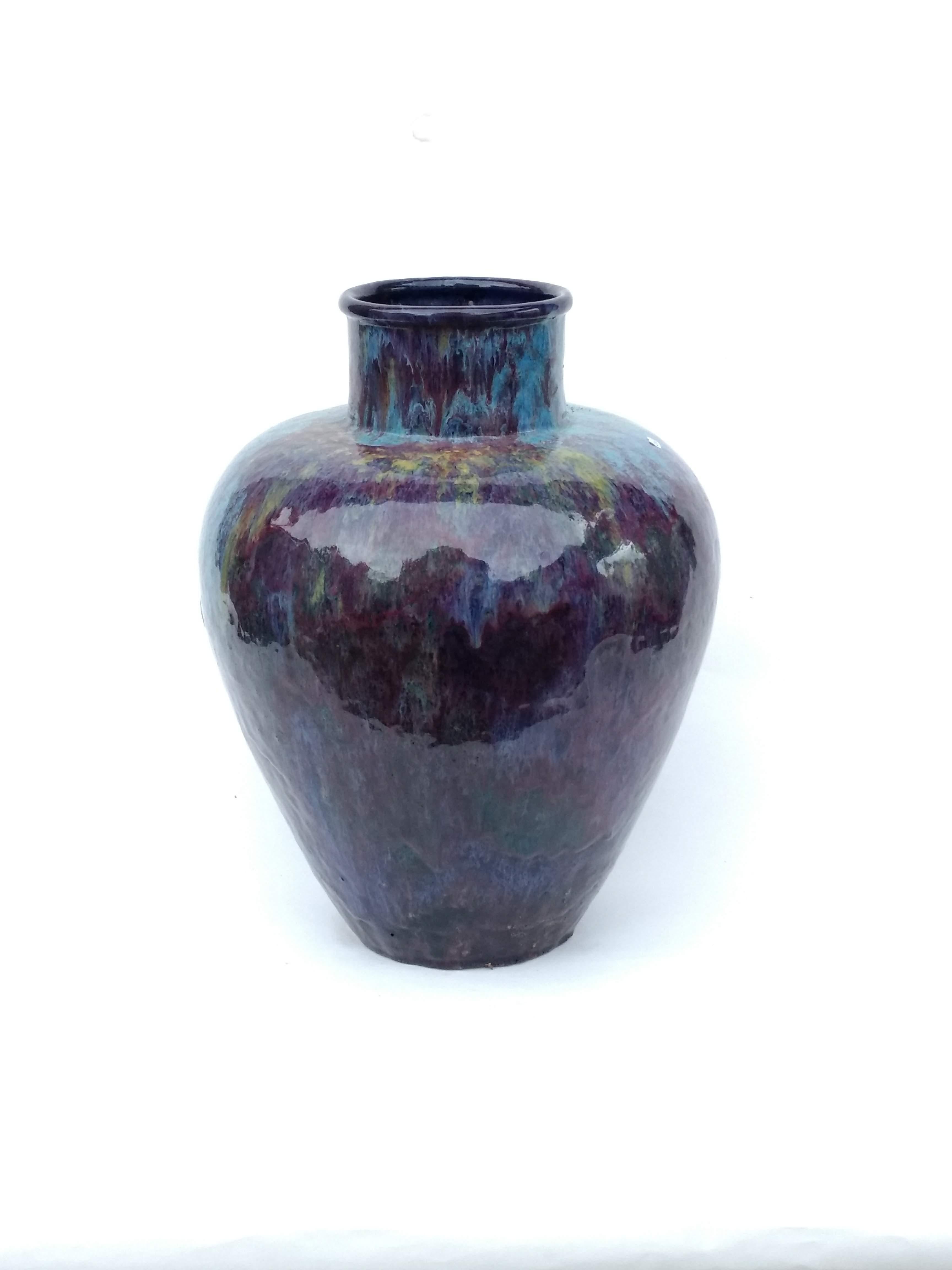 20th Century Iridescent Glazed Earthenware Vase by Primavera For Sale 1