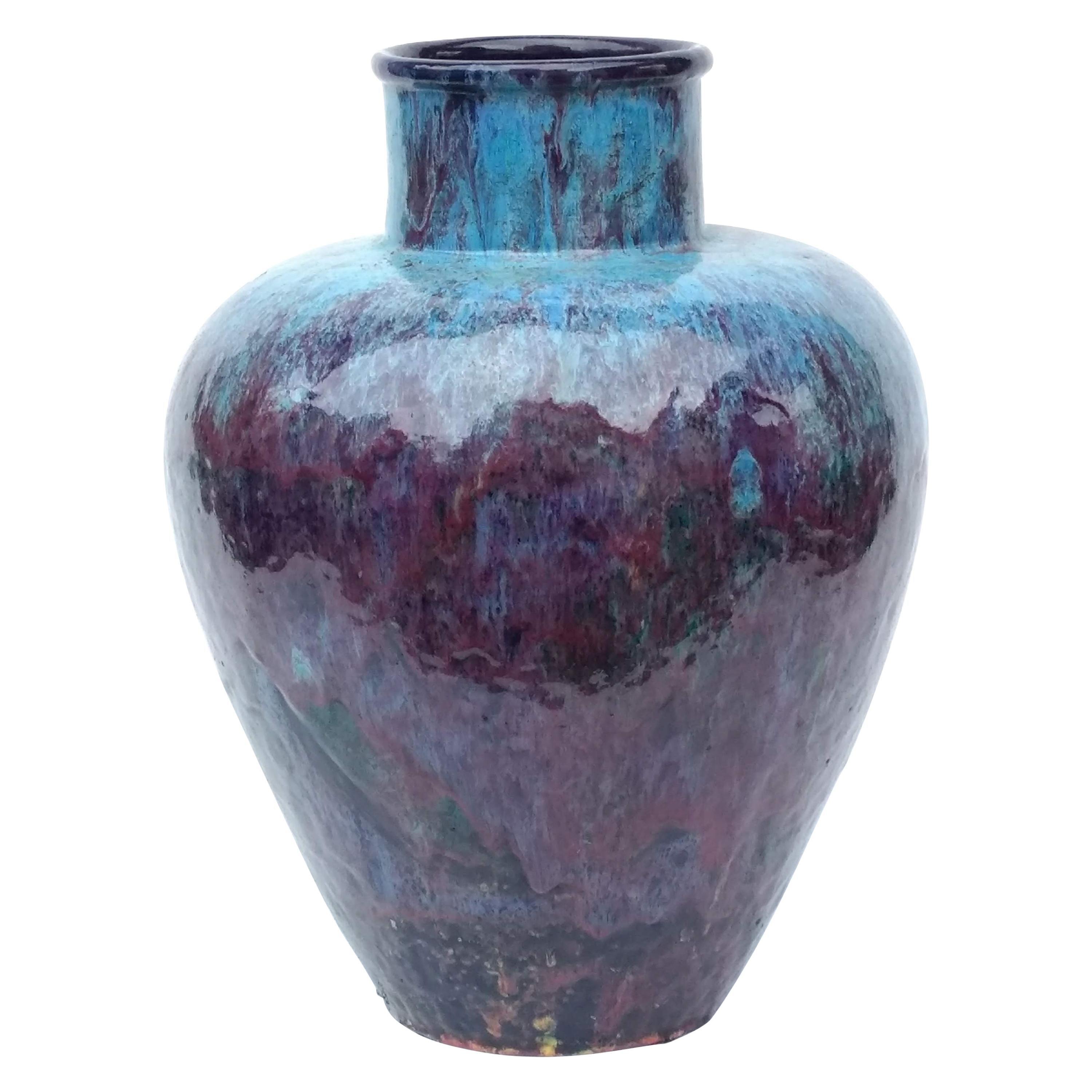 20th Century Iridescent Glazed Earthenware Vase by Primavera For Sale