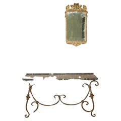20th Century Iron and Black Marble Console Table