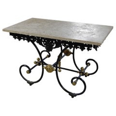 Vintage 20th Century Iron and Stone Patisserie Table
