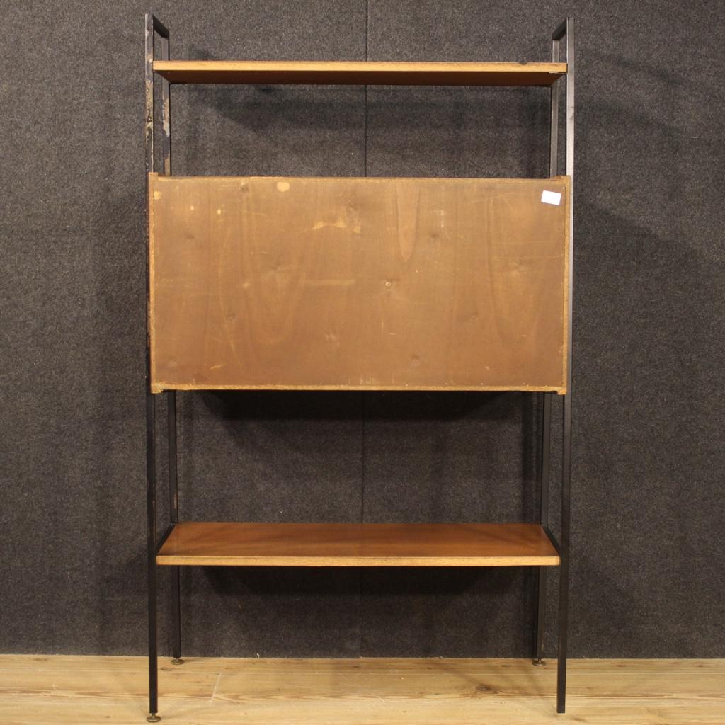 20th Century Iron and Walnut Wood Italian Design Étagère with Desk, 1970 6