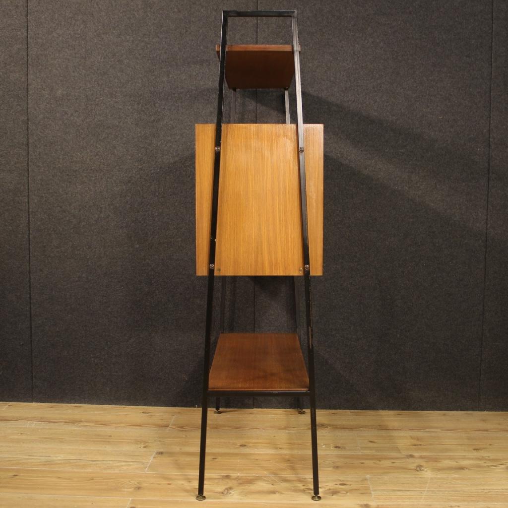 20th Century Iron and Walnut Wood Italian Design Étagère with Desk, 1970 7