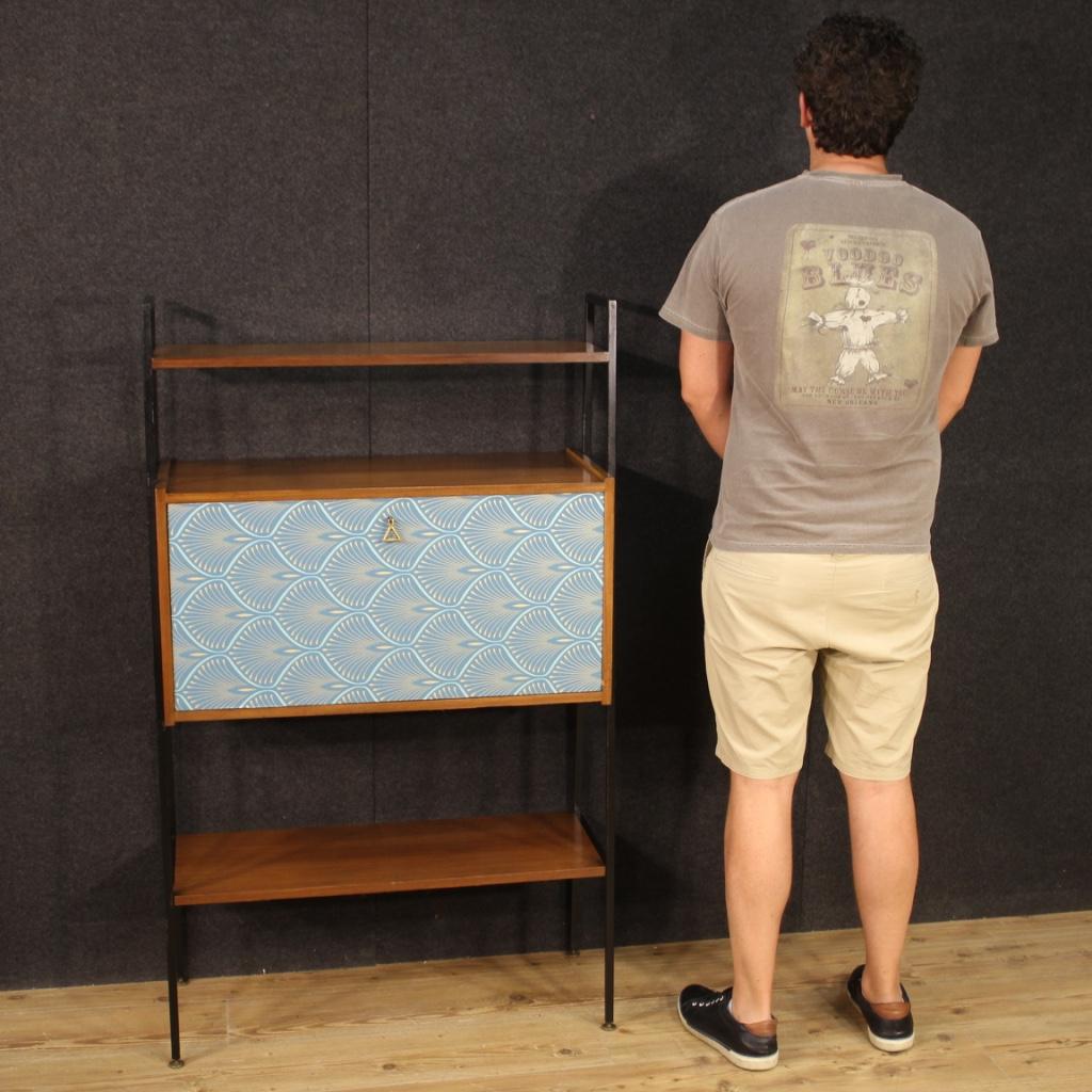 20th Century Iron and Walnut Wood Italian Design Étagère with Desk, 1970 8