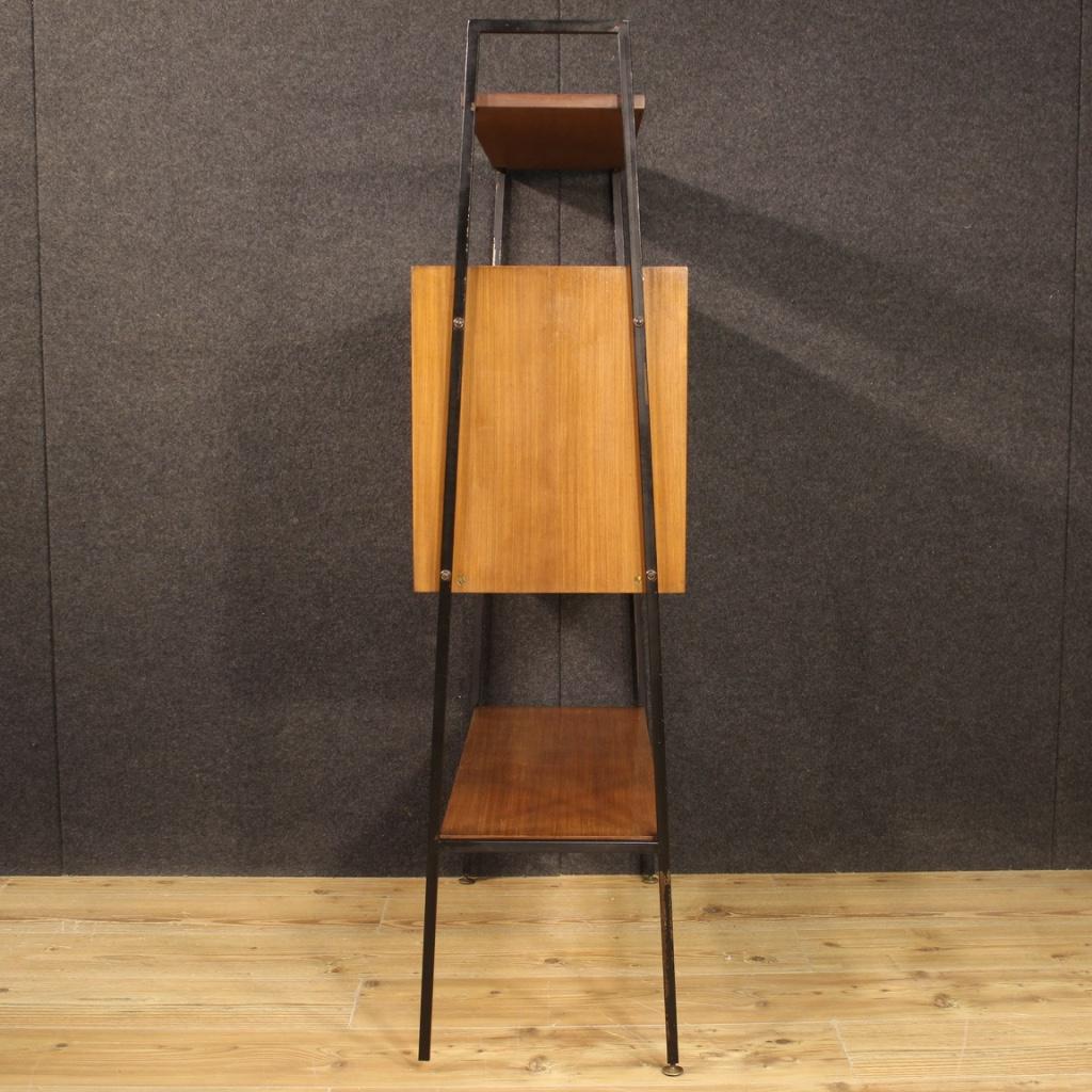 20th Century Iron and Walnut Wood Italian Design Étagère with Desk, 1970 5