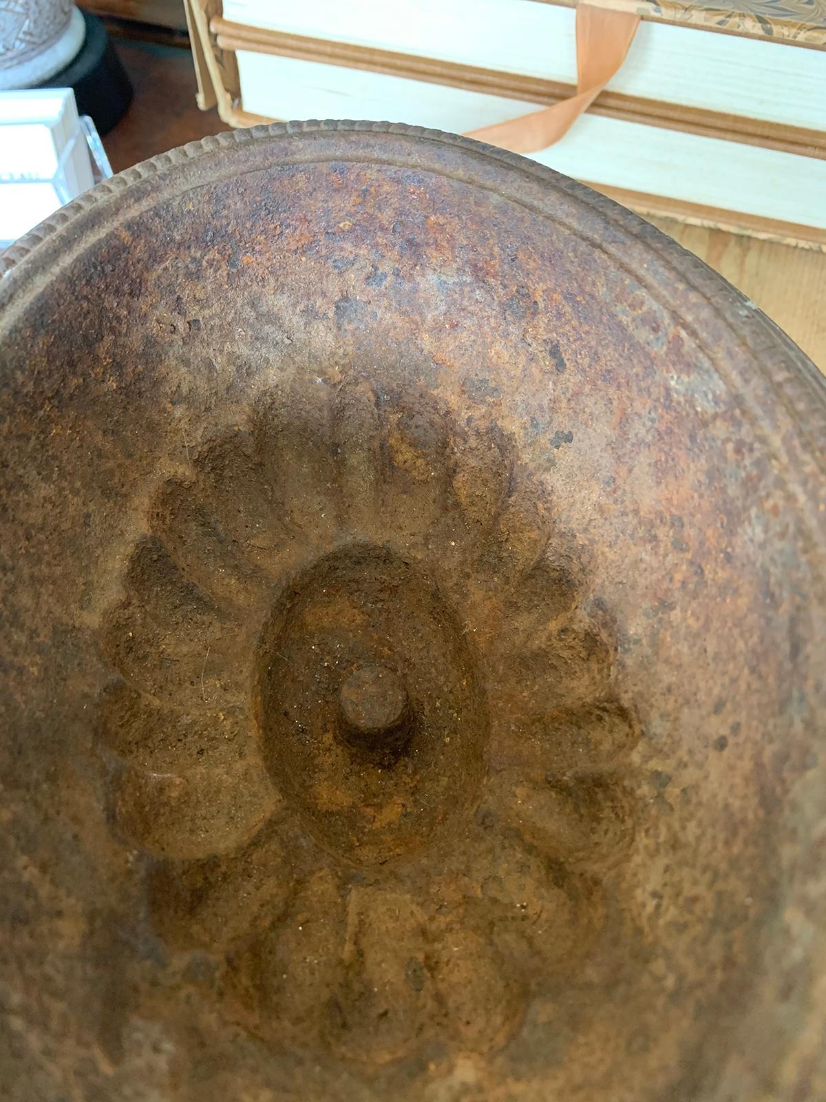 20th Century Iron Bowl or Centerpiece with Greek Key Detail For Sale 6