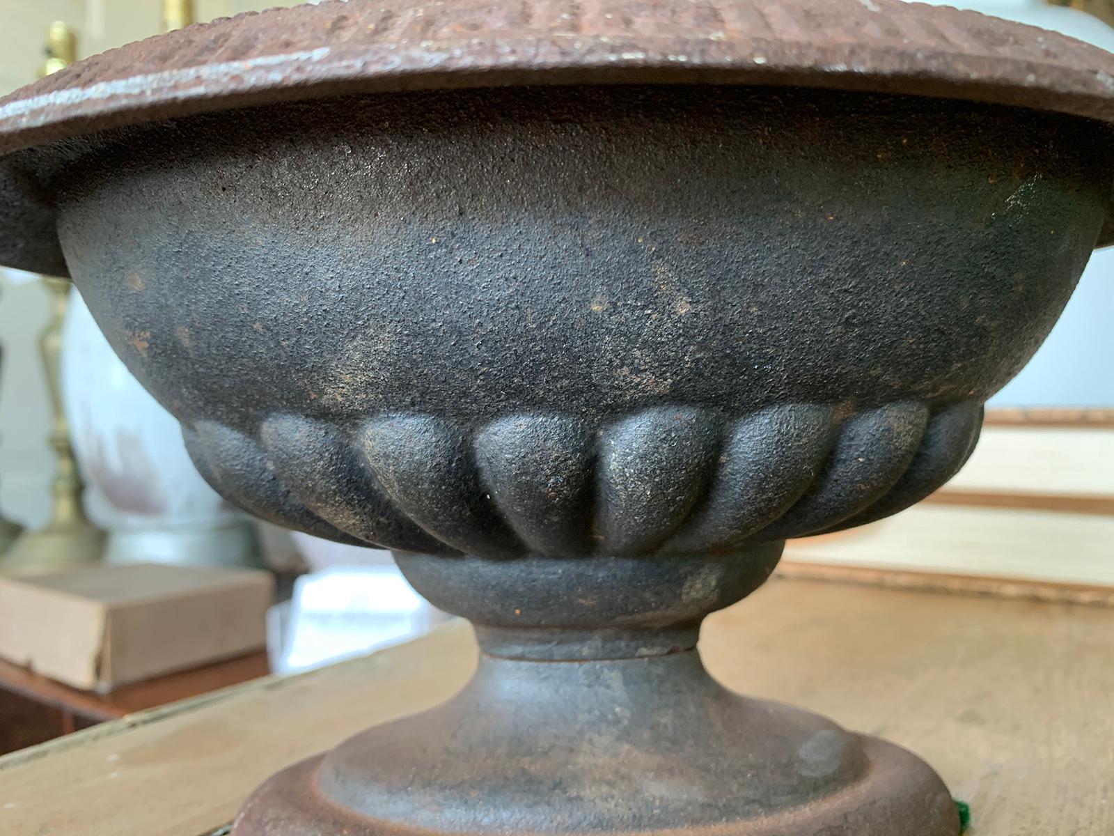 20th Century Iron Bowl or Centerpiece with Greek Key Detail For Sale 8