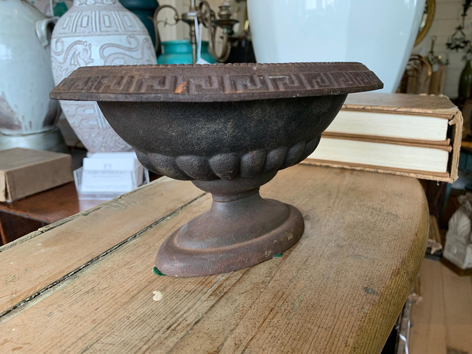 20th Century Iron Bowl or Centerpiece with Greek Key Detail For Sale 2