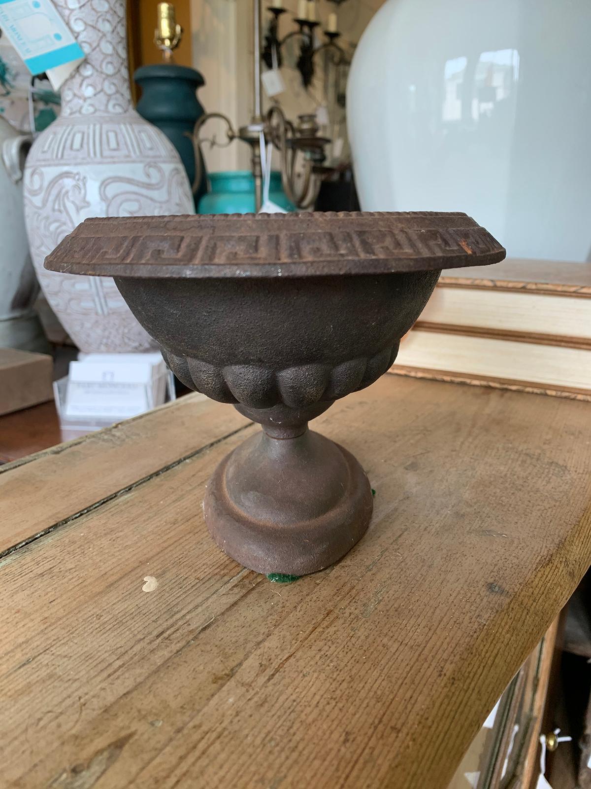 20th Century Iron Bowl or Centerpiece with Greek Key Detail For Sale 3