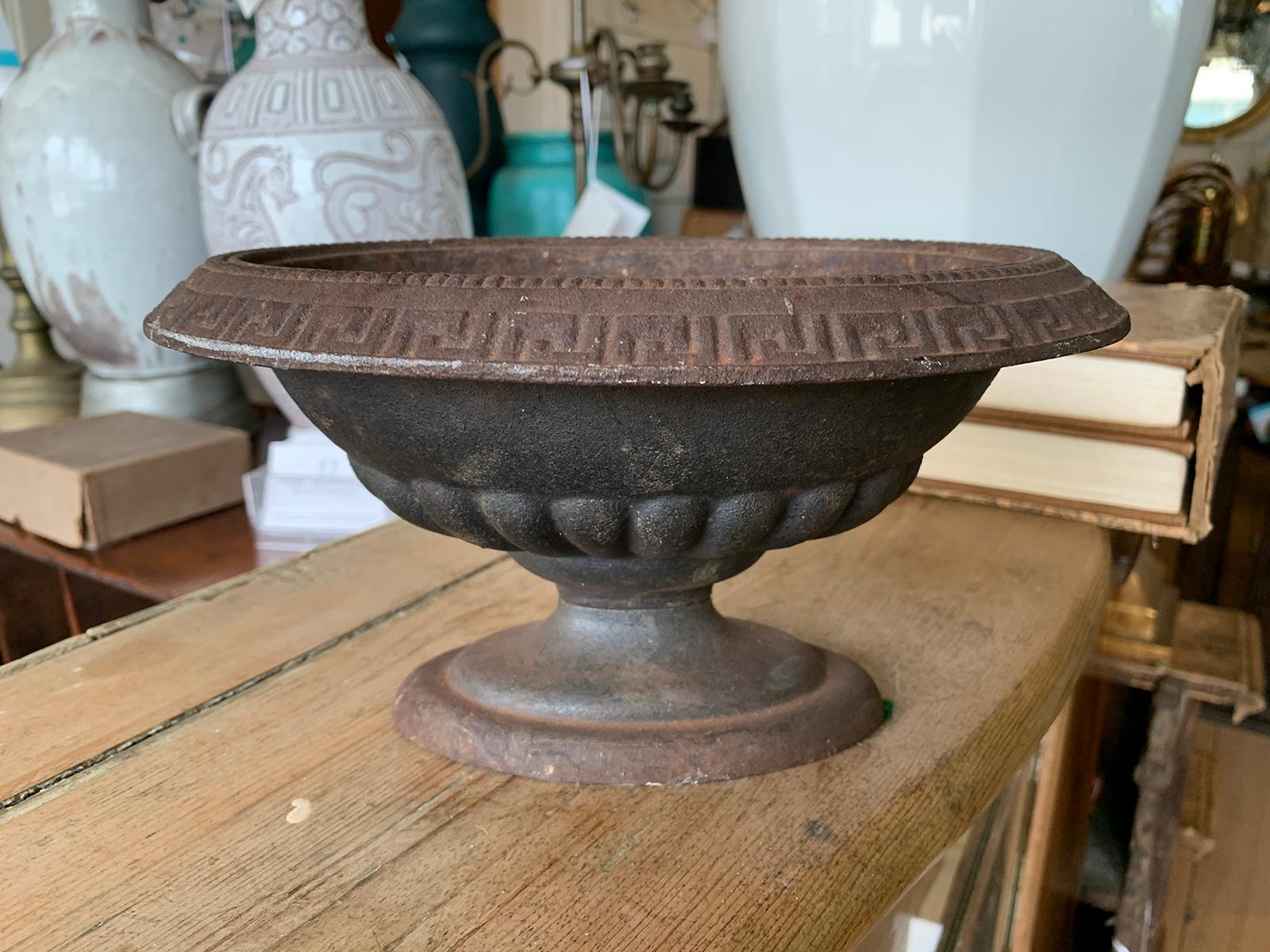 20th Century Iron Bowl or Centerpiece with Greek Key Detail For Sale 4