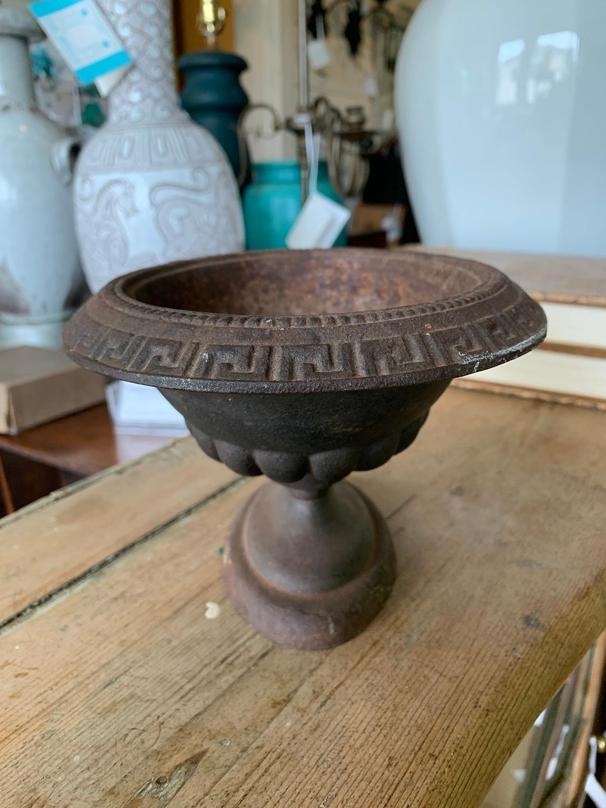 20th Century Iron Bowl or Centerpiece with Greek Key Detail For Sale 5