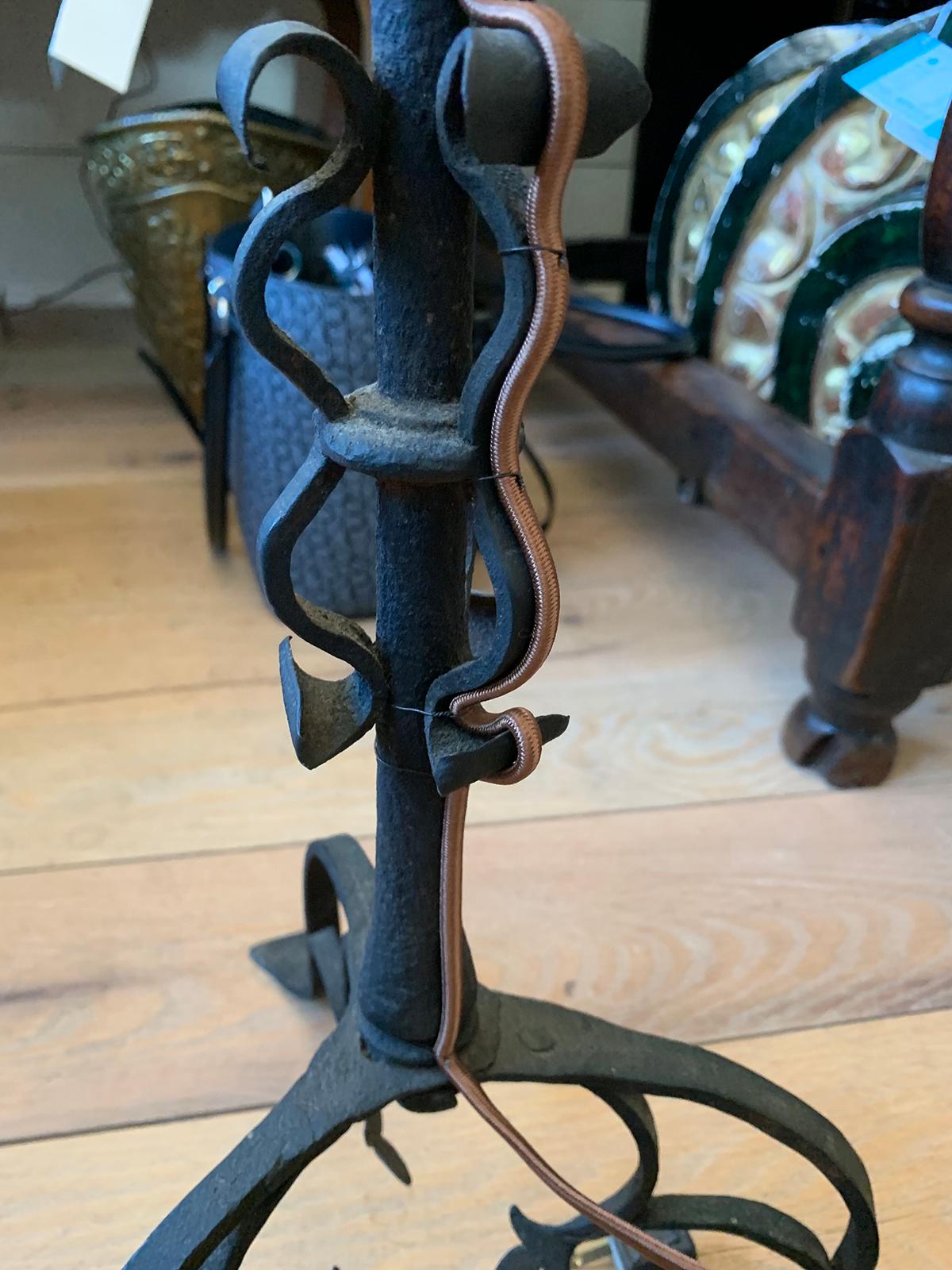 20th Century Iron Candlestick as Lamp 7