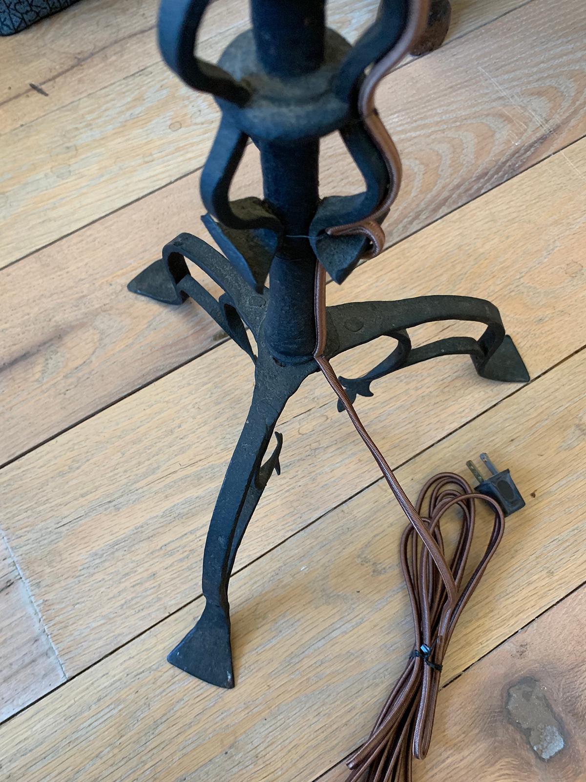 20th Century Iron Candlestick as Lamp 8
