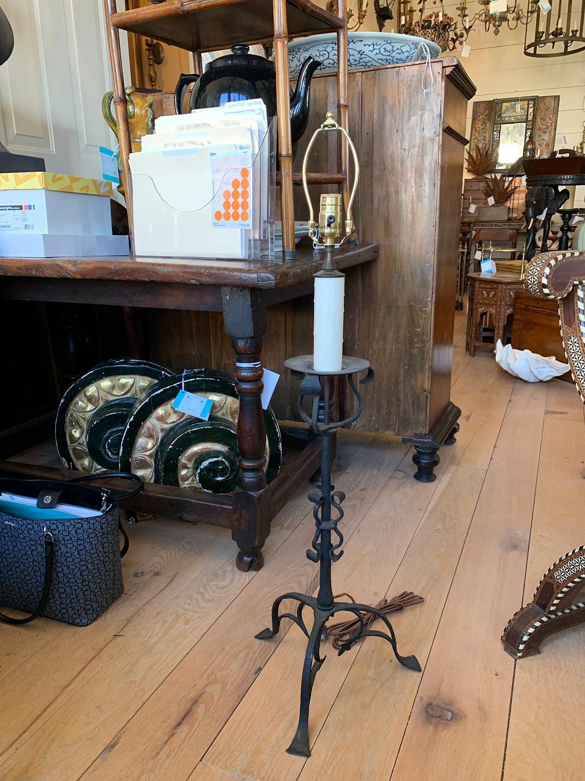 20th century iron candlestick as lamp
new wiring.