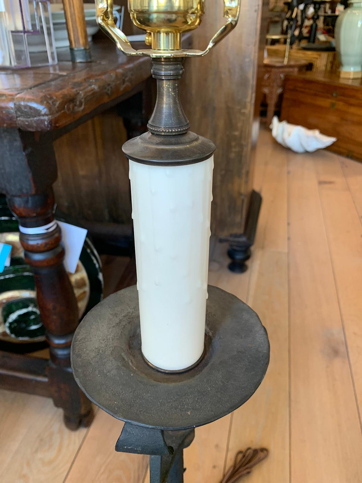20th Century Iron Candlestick as Lamp 2