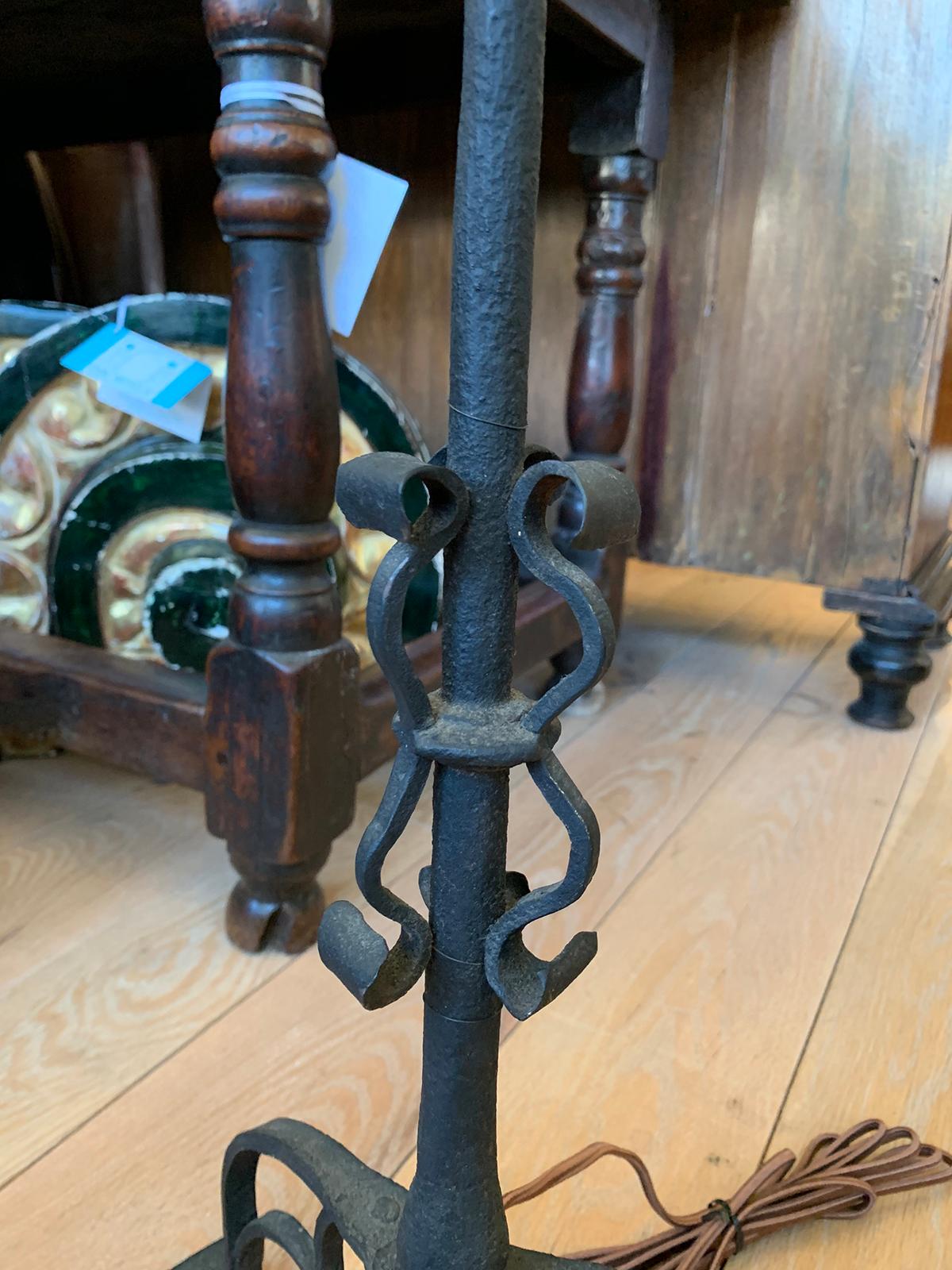 20th Century Iron Candlestick as Lamp 5